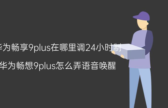 华为畅享9plus在哪里调24小时制 华为畅想9plus怎么弄语音唤醒？